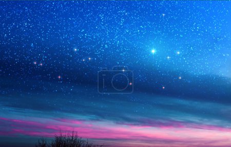 Photo for Colorful dark night sky with many stars. Nature background . - Royalty Free Image