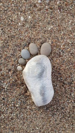 Téléchargez les photos : Le pied composé de pierres sur un fond sablonneux.. - en image libre de droit