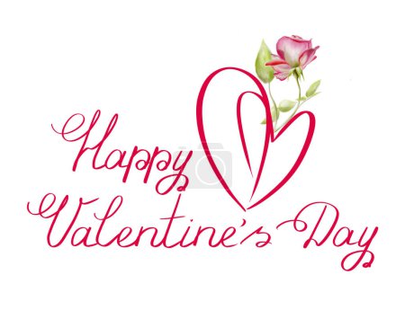 Foto de Rose Flower y dos formas de corazón para la tarjeta de felicitación del Día de San Valentín. - Imagen libre de derechos
