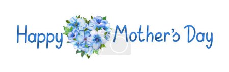 Foto de Flores azules madres día corazón aislado sobre fondo blanco.Feliz día de las madres. - Imagen libre de derechos