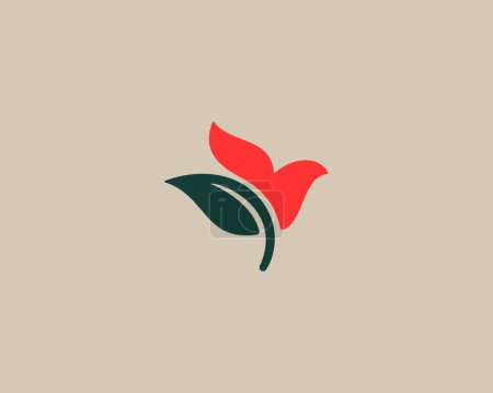 Ilustración de Logotipo abstracto de pájaro y hoja. Logotipo halcón halcón. Signo de águila creativa. Símbolo de parque forestal vegetal. Ilustración vectorial - Imagen libre de derechos