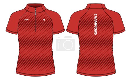 Illustration for Performance polo Compression Cycling jersey top t shirt flat sketch design illustration, Tight fit top design vector template, Active wear compression biker top concept with front and back view - Royalty Free Image