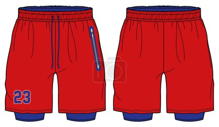 Illustration for Boxing Shorts jersey design vector template, Combat shorts concept with front and back view for Kick boxing, fight, wrestling, martial arts and tracking active wear shorts design. - Royalty Free Image