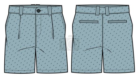 Illustration for Chino sartorial suit Shorts design flat sketch vector illustration, formal shorts concept with front and back view, printed walking bermuda shorts design illustration - Royalty Free Image