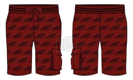 Running trail Shorts jersey design flat sketch vector illustration template, Baller shorts concept with front and back view, tracking active wear shorts cad design drawing