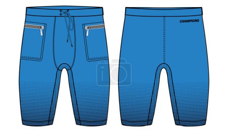 Illustration for Compression Cycling Shorts design vector template, Bike Shorts tights concept with front and back view for Cycling, bicycle and football and running active wear shorts design. - Royalty Free Image