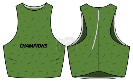 Illustration for Women Sports bra top active sports Jersey design flat sketch fashion Illustration suitable for girls and Ladies, Vest for Swim, yoga, gym, running and sports activity - Royalty Free Image