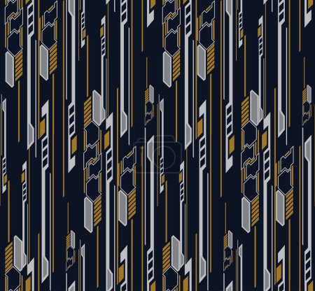 Illustration for Seamless futuristic geometric abstract background pattern vector background for Fabric and textile printing, sports jersey texture, wrapping paper, backdrops and , packaging, web banners - Royalty Free Image