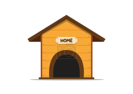Téléchargez les illustrations : Maison en bois pour chiens en illustration vectorielle de style plat - en licence libre de droit