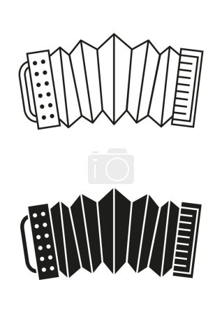 Illustration for Black And White Accordion Icon Flat Design Vector - Royalty Free Image