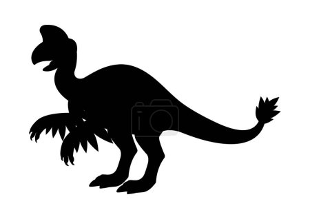 Ilustración de Oviraptorosaur Dinosaur Silhouette Vector aislado sobre fondo blanco - Imagen libre de derechos