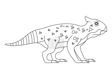 Illustration for Black and White Bagaceratops Dinosaur Cartoon Character Vector. Coloring Page of a Bagaceratops Dinosaur - Royalty Free Image
