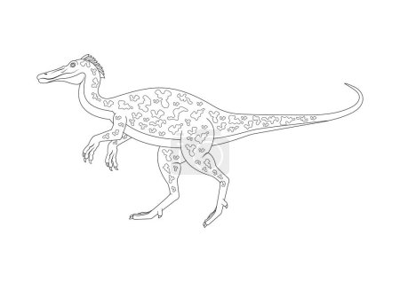 Illustration for Black and White Baryonyx Dinosaur Cartoon Character Vector. Coloring Page of a Baryonyx Dinosaur - Royalty Free Image
