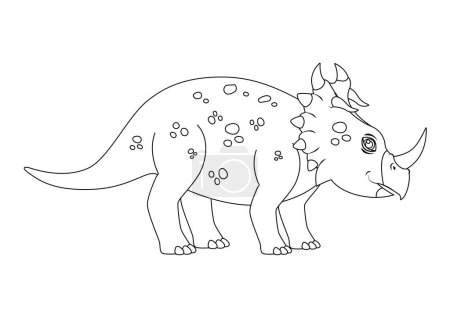 Illustration for Black and White Centrosaurus Dinosaur Cartoon Character Vector. Coloring Page of a Centrosaurus Dinosaur - Royalty Free Image