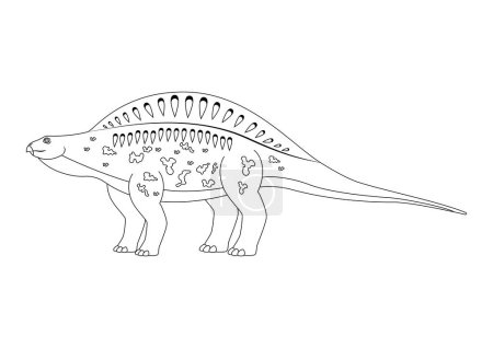 Illustration for Black and White Lotosaurus Dinosaur Cartoon Character Vector. Coloring Page of a Lotosaurus Dinosaur - Royalty Free Image