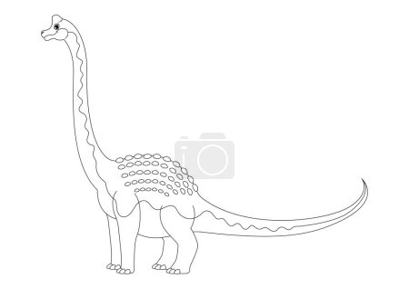 Illustration for Black and White Pelorosaurus Dinosaur Cartoon Character Vector. Coloring Page of an Pelorosaurus Dinosaur - Royalty Free Image