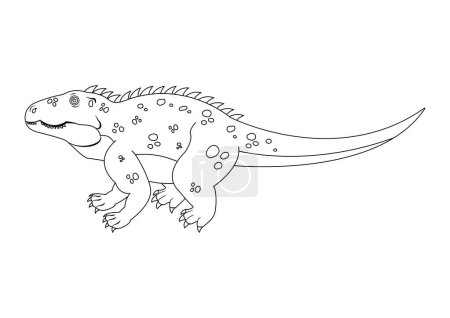 Ilustración de Negro y blanco Shansisuchus Dinosaurio Caricatura personaje Vector. Página para colorear de un dinosaurio Shansisuchus - Imagen libre de derechos