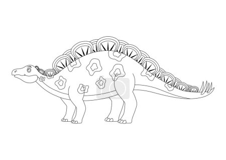 Illustration for Black and White Wuerhosaurus Dinosaur Cartoon Character Vector. Coloring Page of a Wuerhosaurus Dinosaur - Royalty Free Image