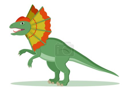 Illustration for Dilophosaurus Dinosaur Cartoon Character Vector Illustration - Royalty Free Image
