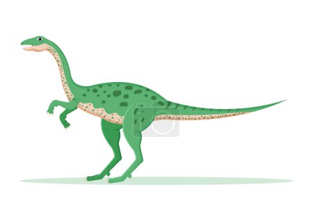 Téléchargez les illustrations : Illustration vectorielle de personnage de dessin animé de dinosaure d'Elaphrosaurus - en licence libre de droit