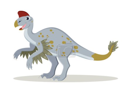 Illustration for Oviraptorosaur Dinosaur Cartoon Character Vector Illustration - Royalty Free Image