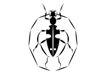 Illustration for Black and White Beetle Insect With Giant Antenna Silhouette Clipart Vector - Royalty Free Image