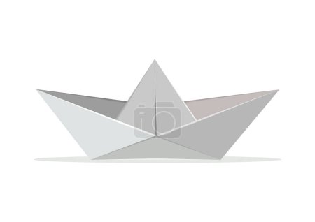 Bateau en papier Origami Vector Flat Design sur fond blanc
