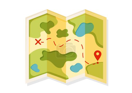 Téléchargez les illustrations : Carte touristique de la zone d'orientation de la navigation illustration vectorielle - en licence libre de droit