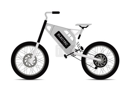 Ilustración de Bicicleta eléctrica moderna Vector Diseño plano aislado sobre fondo blanco - Imagen libre de derechos