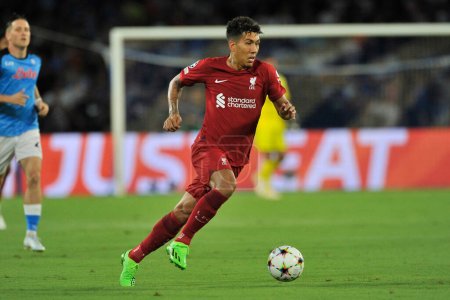 Photo for Roberto Firmino player of Liverpool, during the match of the uefa champions league between Napoli vs Liverpool final result, Napoli 4, Liverpool 1, match played at the Diego Armando Maradona stadium. - Royalty Free Image