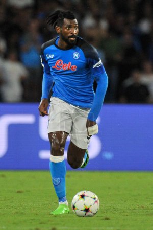 Photo for Franck Anguissa player of Napoli, during the match of the uefa champions league between Napoli vs Liverpool final result, Napoli 4, Liverpool 1, match played at the Diego Armando Maradona stadium. - Royalty Free Image