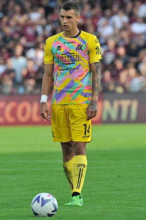 Photo for Jakub Kiwior player of Spezia, during the match of the Italian Serie A league between Salernitana vs Spezia final result, Salernitana 1, Spezia 0, match played at the Arechi stadium. - Royalty Free Image