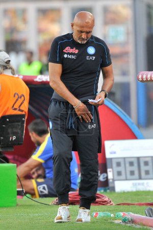 Photo for Luciano Spalletti coach of Napoli,during a friendly match between Napoli vs Juve Stabia final result, Napoli 3, Juve Stabia 0, match played at the Diego Armando Maradona stadium. - Royalty Free Image