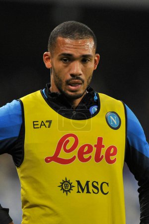 Photo for Juan Jesus Player of Napoli, during the round of 16 match of the Italian Cup, between Napoli vs Cremonese, result of regulation time 2-2, but with the defeat on penalties for Napoli, with final result Napoli 6 - Cremonese 7. Match played at the Diego - Royalty Free Image