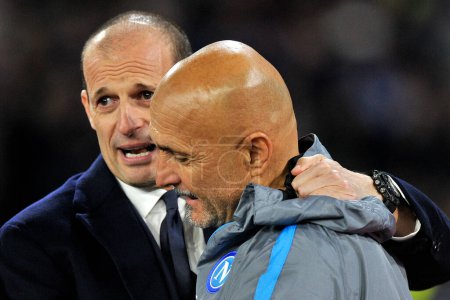 Photo for Luciano Spalletti coach of Napoli and Massimiliano Allegri coach of Juventus, during the match of the Italian Serie A league between Napoli vs Juventus final result, Napoli 5, Juventus 1, match played at the Diego Armando Maradona stadium. - Royalty Free Image