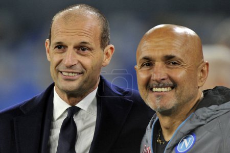 Photo for Luciano Spalletti coach of Napoli and Massimiliano Allegri coach of Juventus, during the match of the Italian Serie A league between Napoli vs Juventus final result, Napoli 5, Juventus 1, match played at the Diego Armando Maradona stadium. - Royalty Free Image