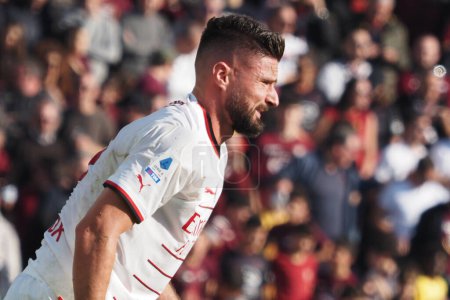 Photo for Olivier Giroud player of Milan, during the match of the Italian Serie A league between Salernitana vs Milan final result, Salernitana 1, Milan 1, match played at the Arechi Stadium. - Royalty Free Image