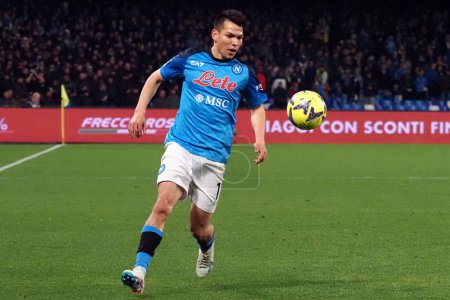 Photo for Hirving Lozano player of Napoli, during the match of the Italian Serie A league between Napoli vs Lazio final result, Napoli 0, Lazio 1, match played at the Diego Armando Maradona stadium. - Royalty Free Image
