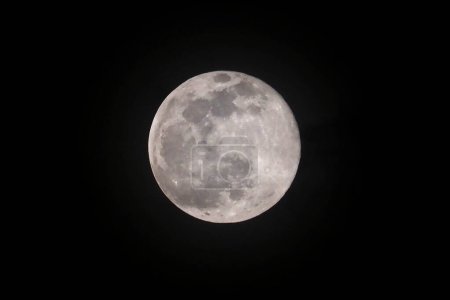 Foto de Última luna llena del invierno de 2023, también conocida como la luna llena de lombriz, porque marca la llegada de la primavera. - Imagen libre de derechos