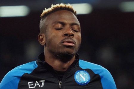 Photo for Victor Osimhen player of Napoli, during the Uefa champions league match between Napoli vs Eintracht Frankfurt, final result Napoli 3, Eintracht Frankfurt 0. Match played at Diego Armando Maradona stadium. - Royalty Free Image