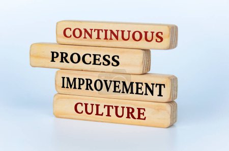 Photo for Continuous process improvement culture text on wooden blocks. Business culture and Operational excellence concept. - Royalty Free Image