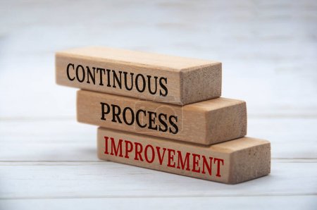Continuous Process Improvement text on wooden blocks. Business culture and process improvement concept.