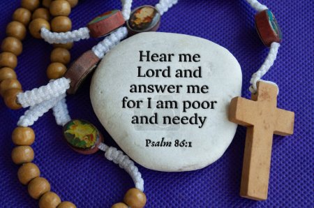 Photo for Top view of prayer to God by Christian believers about poverty hope. Christianity concept. - Royalty Free Image