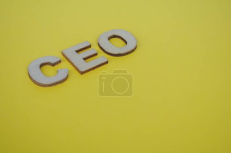 PDG lettres en bois sur fond jaune couverture. Concept de la haute direction.