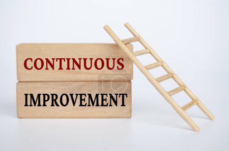 Continuous improvement text on wooden blocks. Business improvement concept.