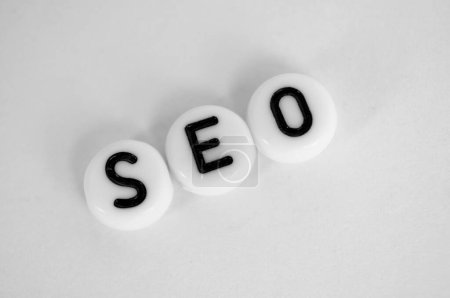 Top view of SEO text representing search engine optimization.
