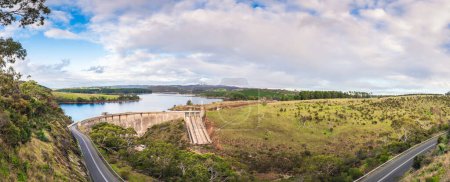 Photo for Myponga Reservoir panorama viewed from the lookout during winter season, South Australia - Royalty Free Image