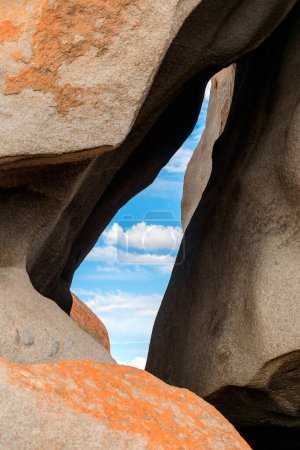 Remarkable Rocks natural compositoin forming a window into sky, Kangaroo Island, South Australia