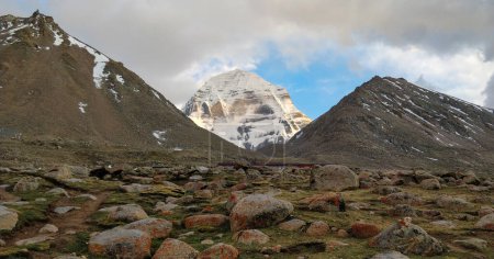 Photo for View of the north face of Mount Kailash at sunset viewed from Deraphuk. - Royalty Free Image