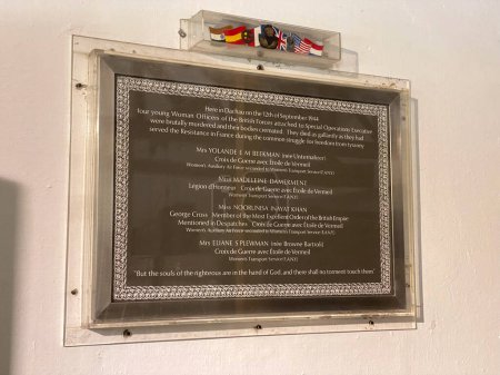 Photo for Noor Inayat Khan's memorial plaque at the Dachau Memorial Hall in Germany - Royalty Free Image